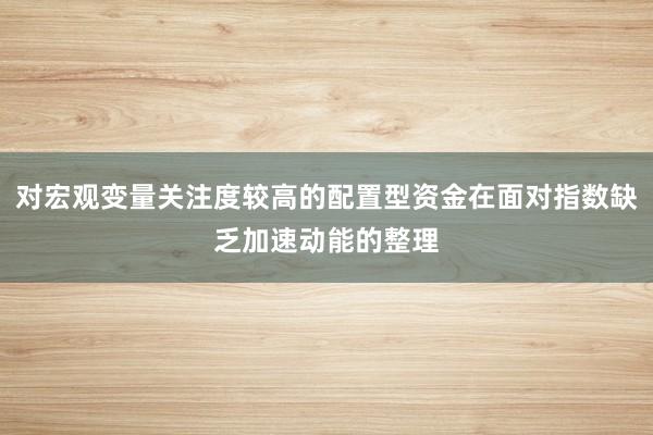 对宏观变量关注度较高的配置型资金在面对指数缺乏加速动能的整理