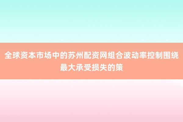 全球资本市场中的苏州配资网组合波动率控制围绕最大承受损失的策