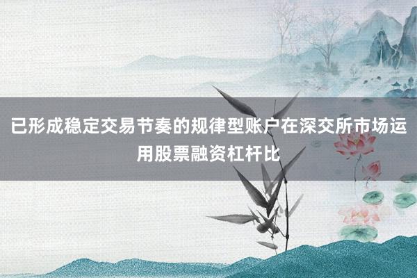 已形成稳定交易节奏的规律型账户在深交所市场运用股票融资杠杆比