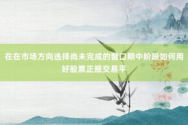 在在市场方向选择尚未完成的窗口期中阶段如何用好股票正规交易平