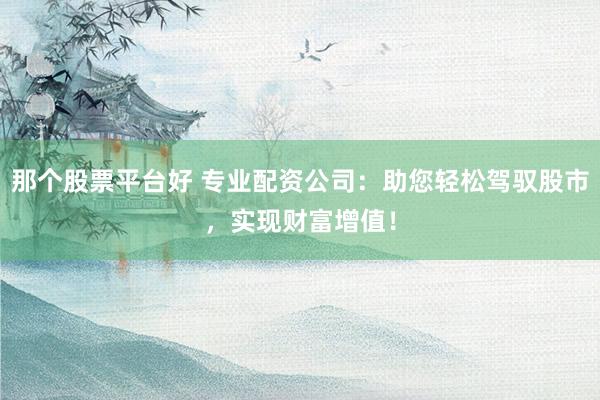 那个股票平台好 专业配资公司：助您轻松驾驭股市，实现财富增值！