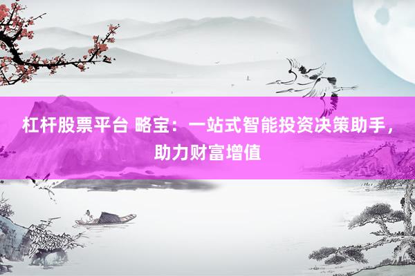 杠杆股票平台 略宝:一站式智能投资决策助手,助力财富增值